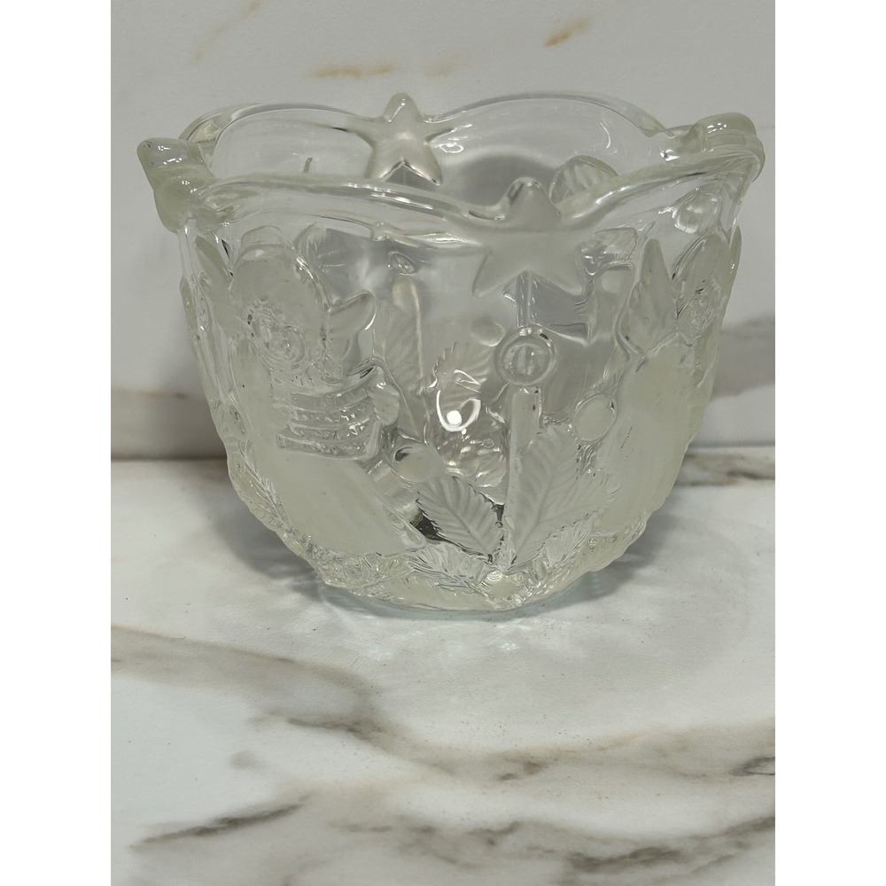 Mikasa Herald Collection Crystal Angel Votive Candle Holder Germany Frosted Star